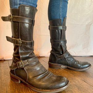 Fiorentini + Baker Leather Mid-Calf Moto Boots